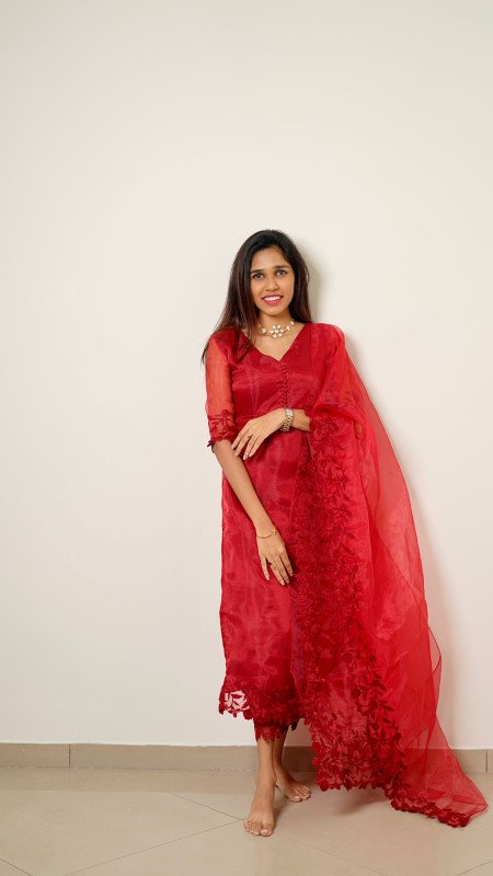 NORA ORGANZA FULLY STITCHED SUIT SET