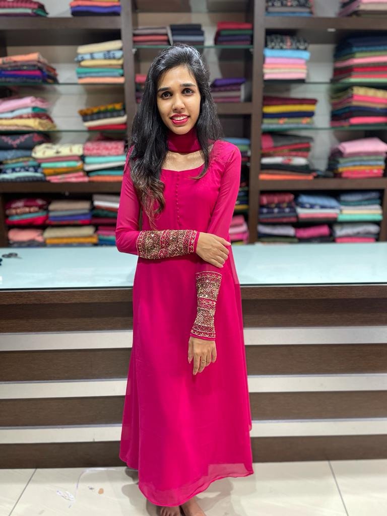 Partywear georgette top and dhupata SL073