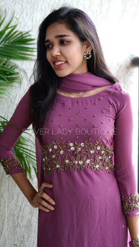 Georgette handworked kurthi with dupatta SL099